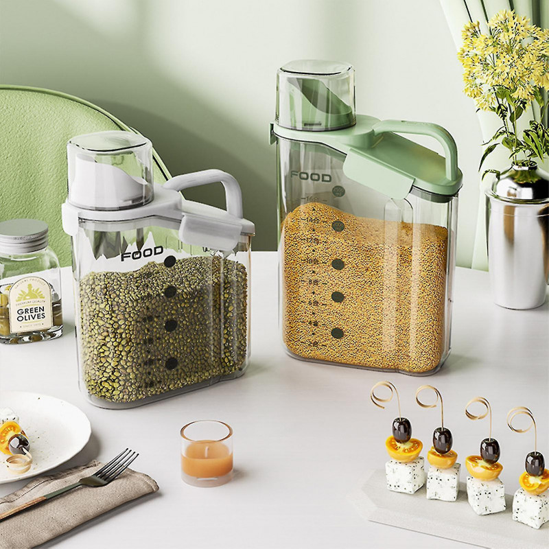 Rice Dispenser Clear Body Sealed Tanks Ingredient Bin With Handle And Cup Housewarming Gifts