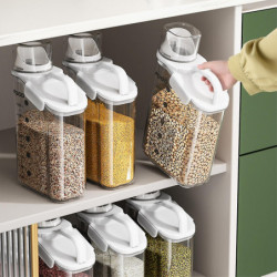 Rice Dispenser Clear Body Sealed Tanks Ingredient Bin With Handle And Cup Housewarming Gifts Rice Dispenser Clear Body Sealed Tanks Ingredient Bin With Handle And Cup Housewarming Gifts