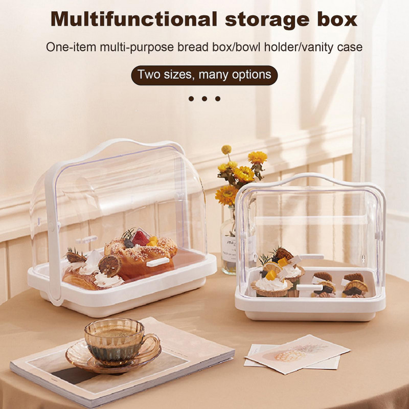 Portable Sealed Bread Storage Box Dust-proof Moisture-proof Easy to Clean Double-sided Opening Cover Transparent [...]
