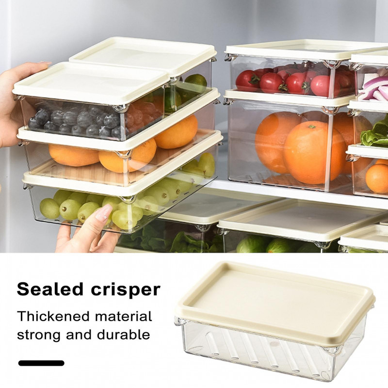 Transparent Fruit Storage Box with Lid Food Grade Stackable Vegetable Preservation Large Capacity Refrigerator [...]