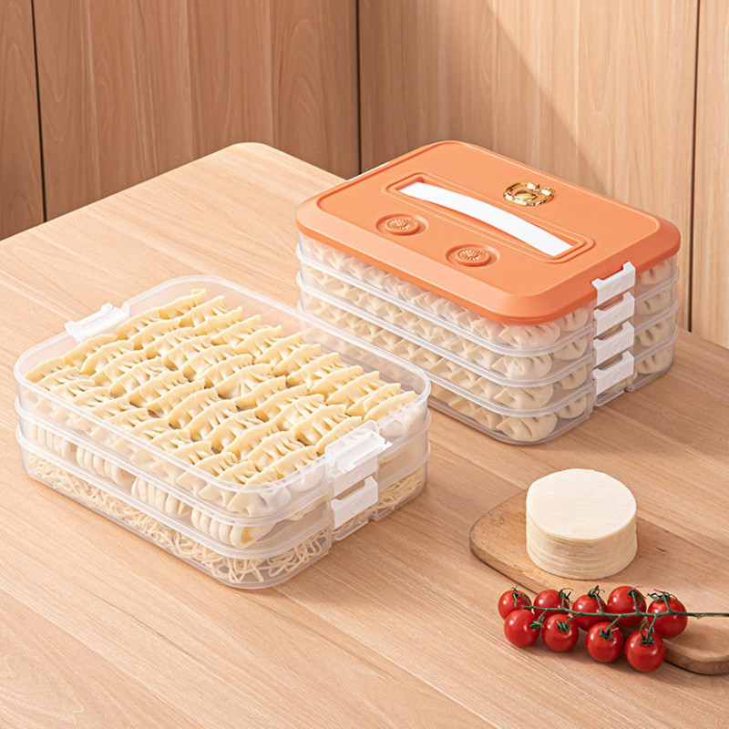 Dumpling Storage Box Multi-layers Large Capacity Portable Handle Airtight Lid Non-sticky Refrigerator Food Wonton [...]