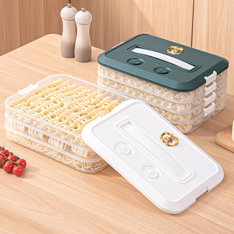 Dumpling Storage Box Multi-layers Large Capacity Portable Handle Airtight Lid Non-sticky Refrigerator Food Wonton [...]