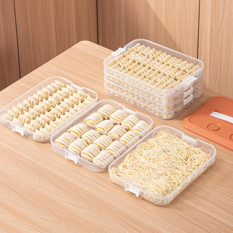 Dumpling Storage Box Multi-layers Large Capacity Portable Handle Airtight Lid Non-sticky Refrigerator Food Wonton [...]
