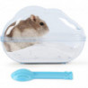Ubiuo Hamster Sand Bath Container Large Transparent Plastic Toilet With Scoop Set For Small Pet Animals Cage Accessories