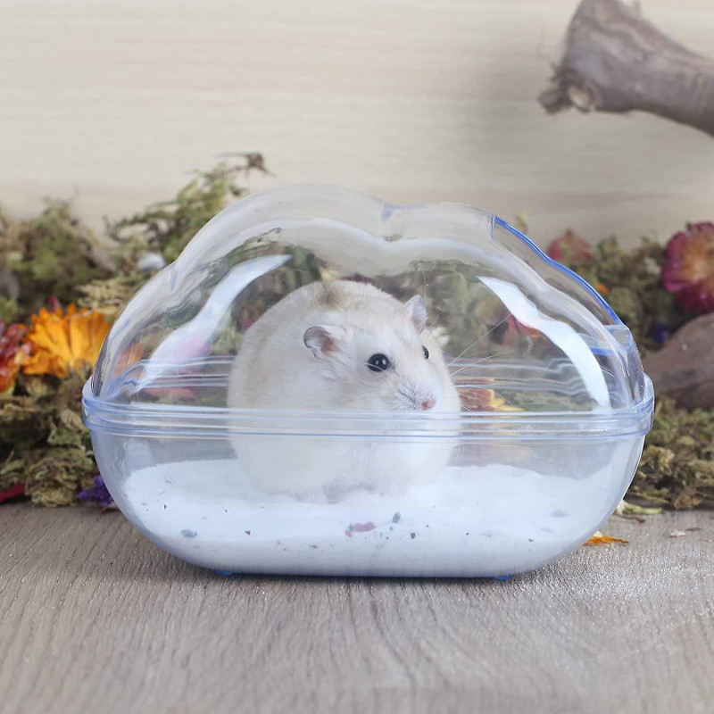 Ubiuo Hamster Sand Bath Container Large Transparent Plastic Toilet With Scoop Set For Small Pet Animals Cage Accessories