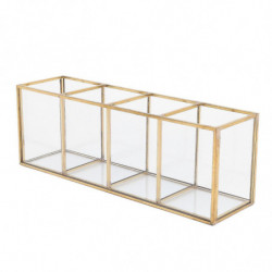 Nordic Gold Grid Glass Flip Storage Tank Box Luxury Modern Cosmetics Storage Box Container -landsca