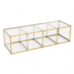 Nordic Gold Grid Glass Flip Storage Tank Box Luxury Modern Cosmetics Storage Box Container -landsca