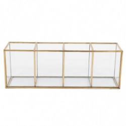 Nordic Gold Grid Glass Flip Storage Tank Box Luxury Modern Cosmetics Storage Box Container -landsca