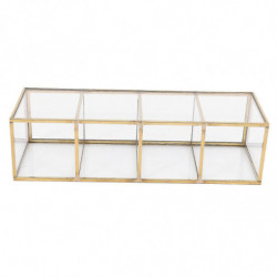 Nordic Gold Grid Glass Flip Storage Tank Box Luxury Modern Cosmetics Storage Box Container -landsca