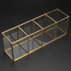 Nordic Gold Grid Glass Flip Storage Tank Box Luxury Modern Cosmetics Storage Box Container -landsca