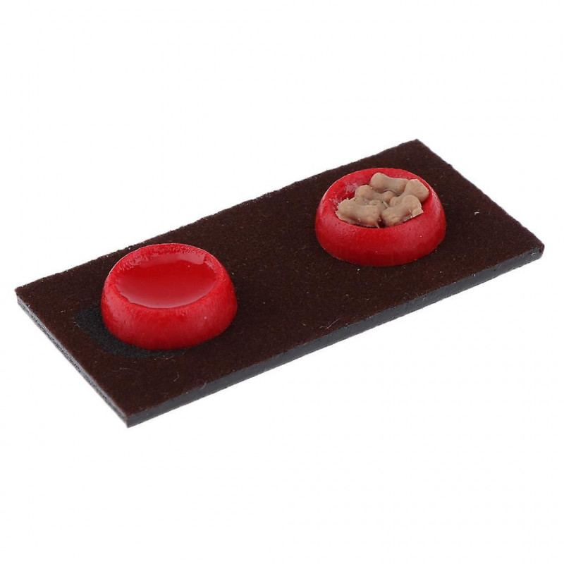 5x Dollhouse Miniature 1:12 Toy Pet Dog Food Bowl Set For Fairy Garden Decor
