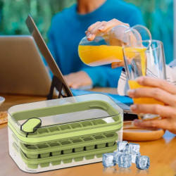 Ice Tray With Lid And Bin 2 Pack For Freezer 64 Pcs Ice GAO2979