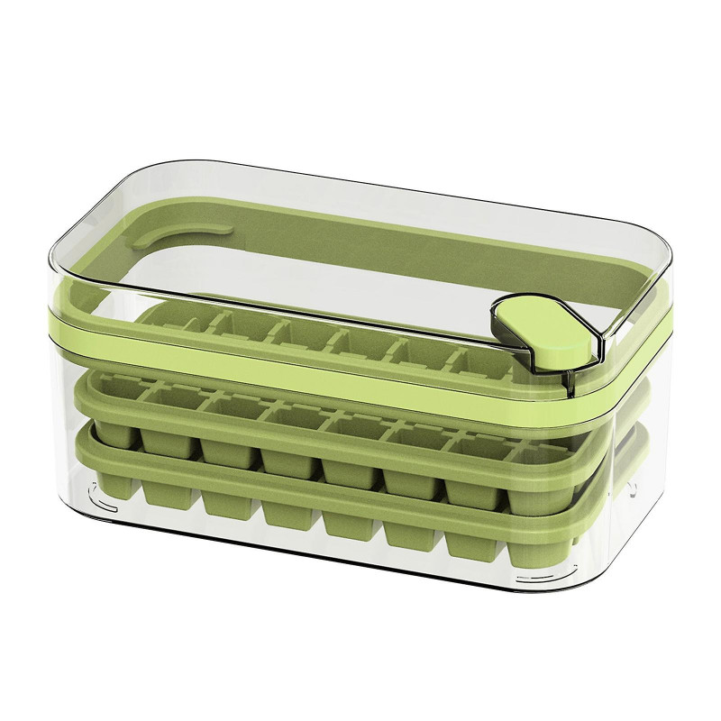 Ice Tray With Lid And Bin 2 Pack For Freezer 64 Pcs Ice GAO2979