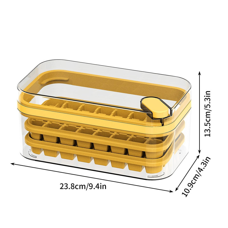 Ice Tray With Lid And Bin 2 Pack For Freezer 64 Pcs Ice GAO2979
