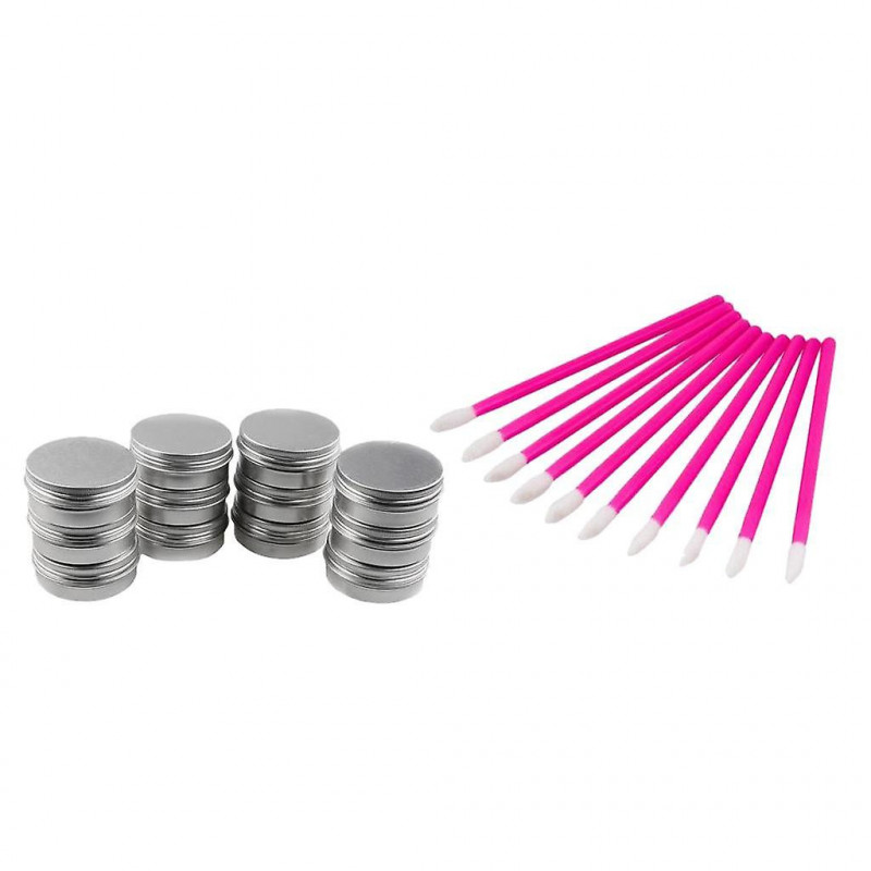 Lot 50 Disposable Lip Gloss Balm Brush + Lot 12 Aluminum Round Tins Storing Cans Jars Container With Screw Thread [...]