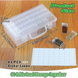 64 Slots Plastic Seed Storage Box, Seed Storage Organizer With Label Stickers(seeds Not Included), Seed Container [...]