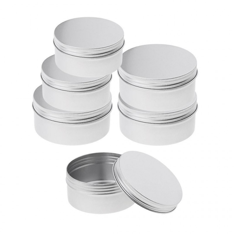 6 Pieces Aluminium Lip Balm Empty Pot Jar Tin Container Box With Screw Lid