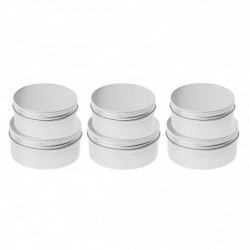 6 Pieces Aluminium Lip Balm Empty Pot Jar Tin Container Box With Screw Lid