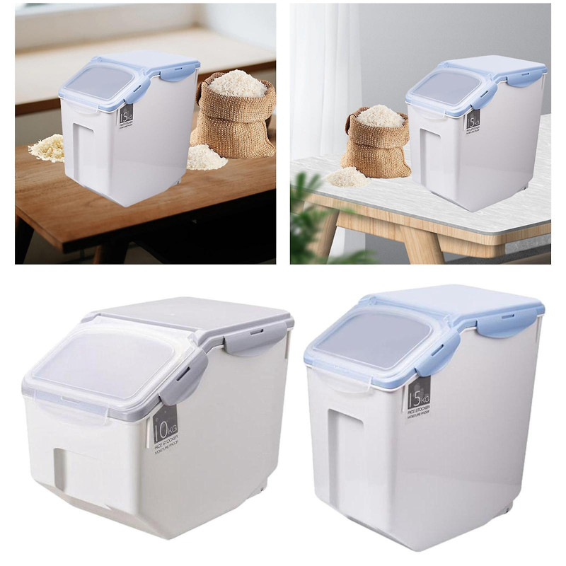 2x Riz Seau de stockage Food Grain Seal Verrouillage Couvercle Organisateur Ustensiles