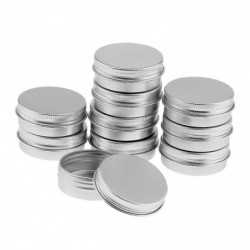10 Empty Aluminum Tins Cans With Screw Lids Box Container Jar Top Round 30g