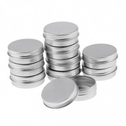 10 Empty Aluminum Tins Cans With Screw Lids Box Container Jar Top Round 30g
