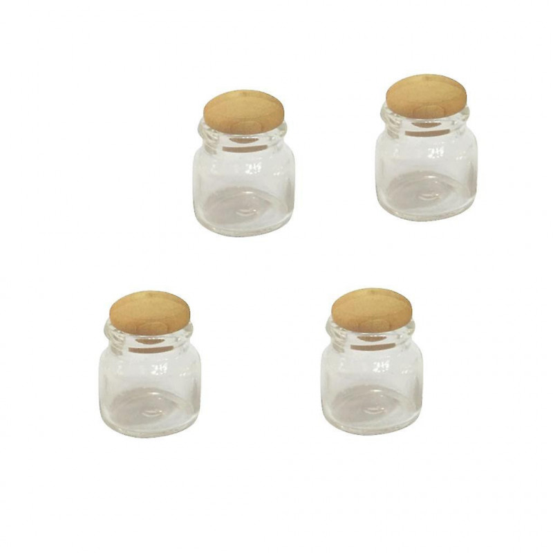 4x 1/12ème maison de poupées pot de nourriture miniature avec couvercle en bois pour la décoration de la cuisine