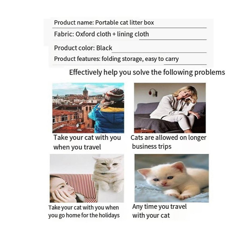 Portable Litter Box with Lid, Leak-Proof Collapsible Box Great for Travel Hotel Stays and Road Trip