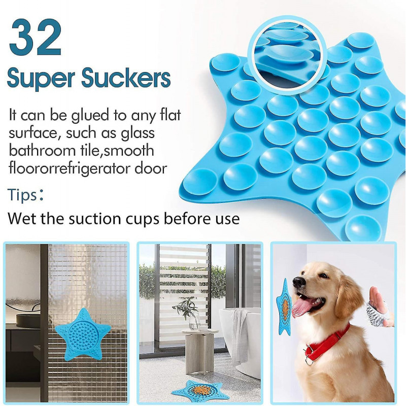 Tapis de léchage pour chiens, tapis de léchage de chien, tapis de distraction pour chien avec forte aspirationblue2pcs