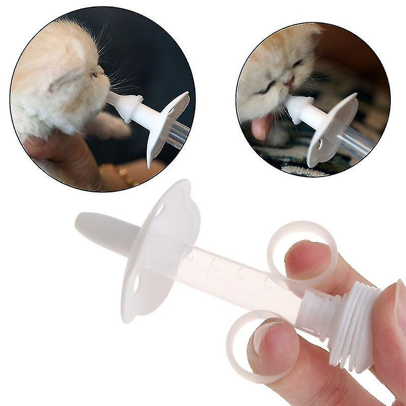 Pet Feeder Medicine Milk Feeding Syringe Small Animal Puppy Universal Siliconewhite10pcs