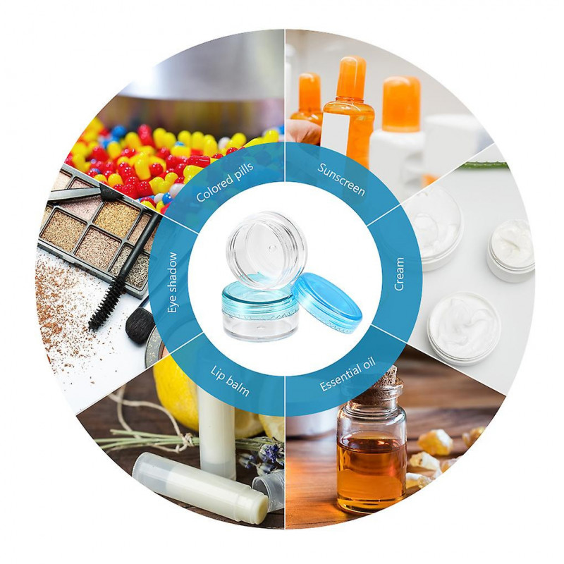 10x Round Edge Plastic Cosmetic Jar With Screw Lid Durable And