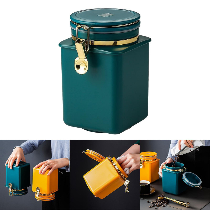 1.1l Large Capacity Storage Jar Coffee Canister For Powder Flour Sugar Morandi Blue