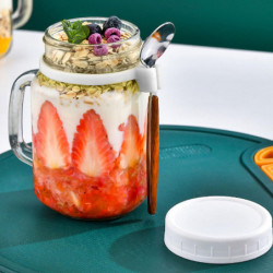 Cuisine et salle à manger poignée portable Pots d’avoine de nuit, récipient d’avoine de nuit avec couvercle et [...]