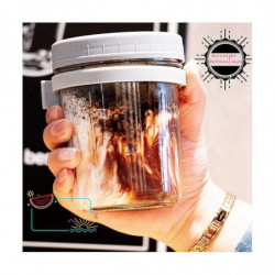 Reusable Overnight Oat Jar, Sealed Storage With Measuring Markers, Spoon For Salads, Yogurt, Oatmea