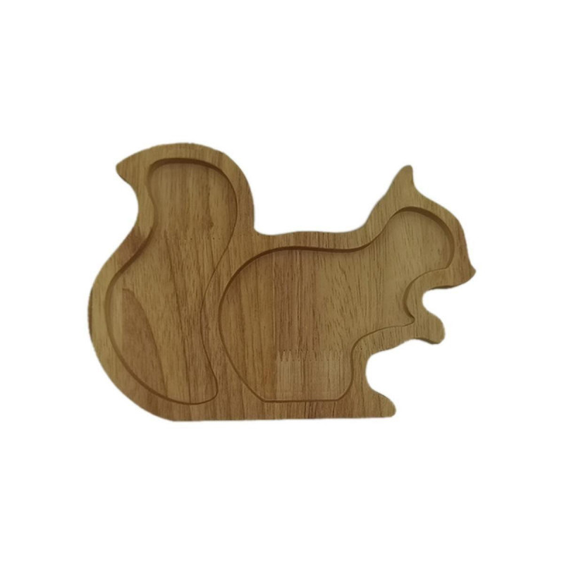 A-Snack Plate Space-Saving Storing Squirrel Wooden Snack Tray Pear Fruit Tray Nut Container Tablewa
