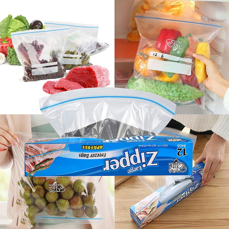 Sealed Thickened Food Bag Refrigerator Self Sealing Fresh Keeping Bag 12PCS/ Box