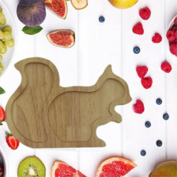 D-Snack Plate Space-Saving Storing Squirrel Wooden Snack Tray Pear Fruit Tray Nut Container Tablewa