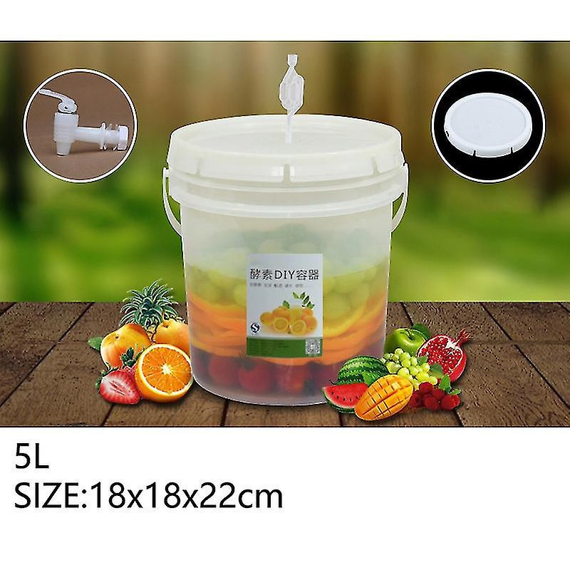 5l Plastic Bucket For Wine Fermentation Leakproof Container Beer Fermenter With Airlock Faucet And