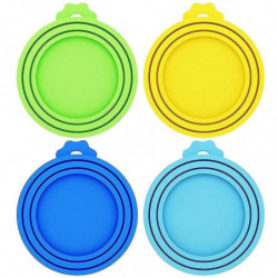 4 Pack Pet Food Can Covers Universal Silicone Can Lids - One Size Fit 3 Standard Size Dog And Cat C
