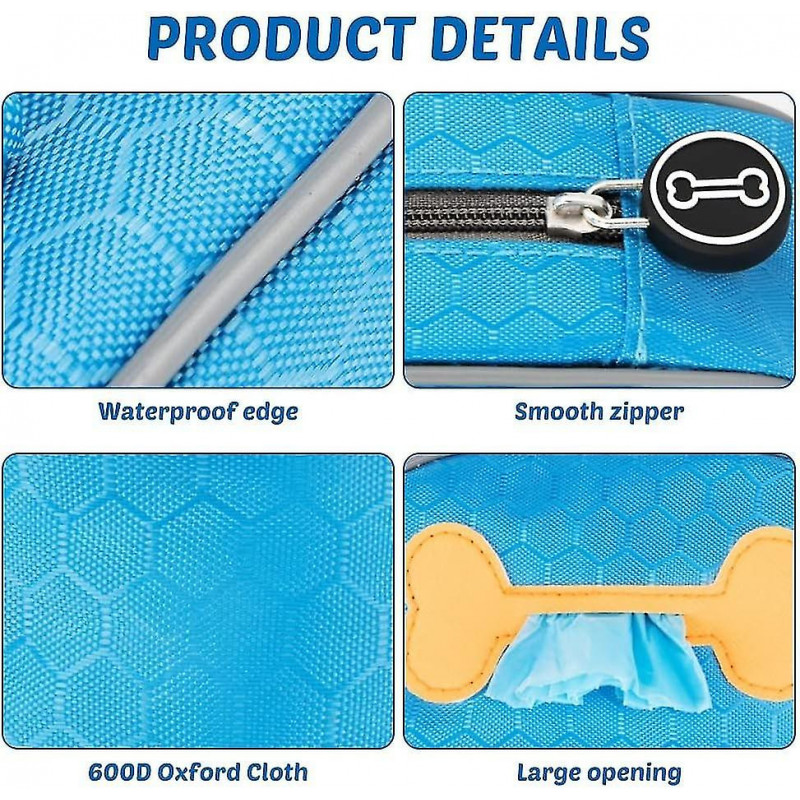 Dog Poop Bag Holder, Dog Waste Bag Dispenser With Zipper For Dog Walking Running, For Dog Leash