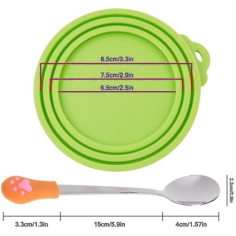 Senhai, Silicone Covers For Pet Cans And 2 Spoons, Food Lids And Spoons For Dogs