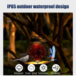 2 In 1 Bird Feeder With Solar Street Lamp Waterproofing Garden Birdhouse Metal Tray