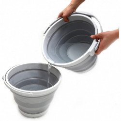 10l (2.64gallon) Seau de pêche pliable avec couvercle verrouillable - Baignoire ronde pliable - Seau d’eau en [...]