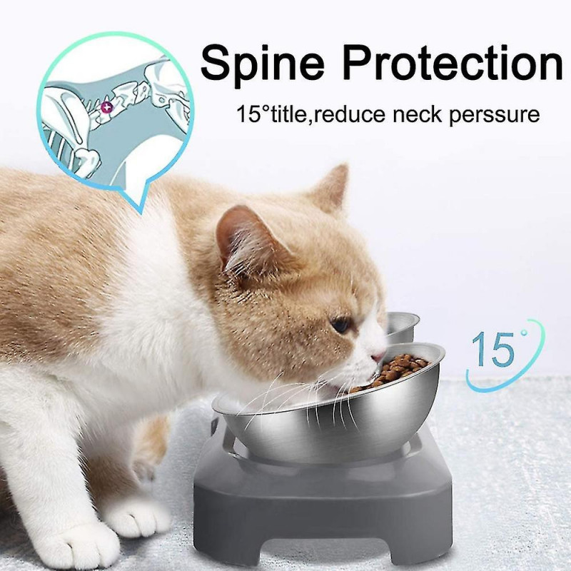 Bol pour chat surélevé, plat pour chat en acier inoxydable pour l’eau alimentaire Anti vomissements surélevé [...]