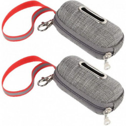 2 Pack Pet Waste Bag Dispenser Dog Poop Bag Holder With Zippered Portable Dog Poop(grey) (shikai)