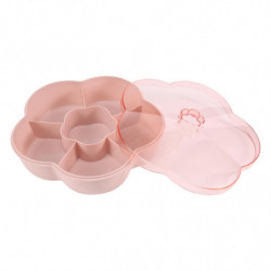 Snack Storage Box, Flower Shape Snack Tray with Lid,Nut Candy Food Storage Box,Fruit Box Dry Fruit Container,Pink