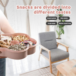 Snack Storage Box, Flower Shape Snack Tray with Lid,Nut Candy Food Storage Box,Fruit Box Dry Fruit Container,Pink