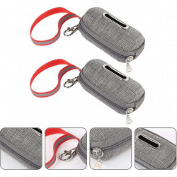 2 Pack Pet Waste Bag Dispenser Dog Poop Bag Holder With Zippered Portable Dog Poop(grey) (shikai)