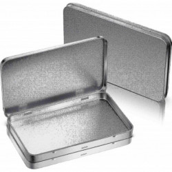 Metal Rectangle Tin Metal Hinge Lid Tin Metal Empty Box Container Silver Rectangular Storage Tin Box
