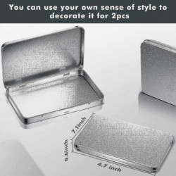 Metal Rectangle Tin Metal Hinge Lid Tin Metal Empty Box Container Silver Rectangular Storage Tin Box
