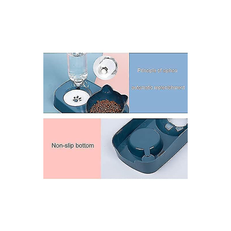 Cute Food Bowl And Water Bowl Set For Cats.tilted Raised Cat Food Bowl